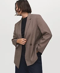 Mango Women's Micro-Houndstooth Double-Breasted Jacket