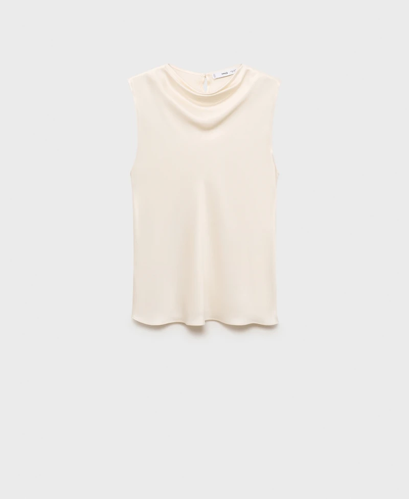 Mango Women's Draped Neck Satin Blouse