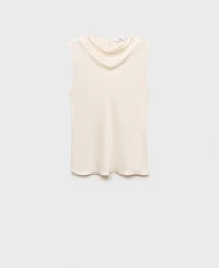 Mango Women's Draped Neck Satin Blouse