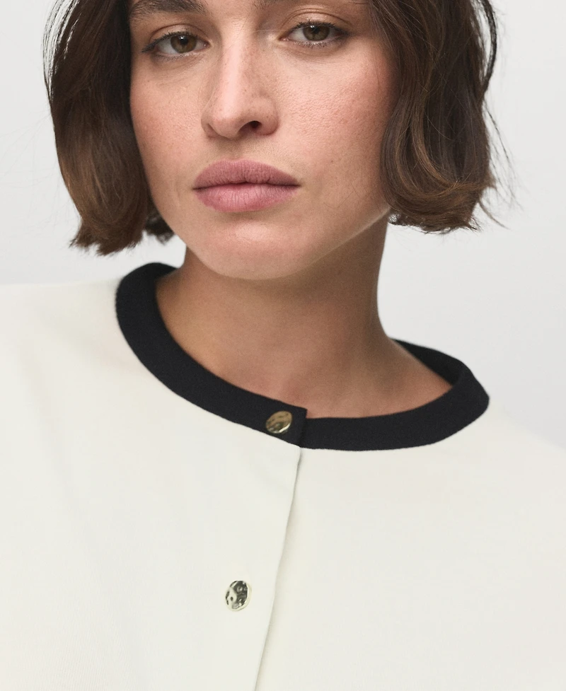 Mango Women's Contrasting Cotton Cardigan