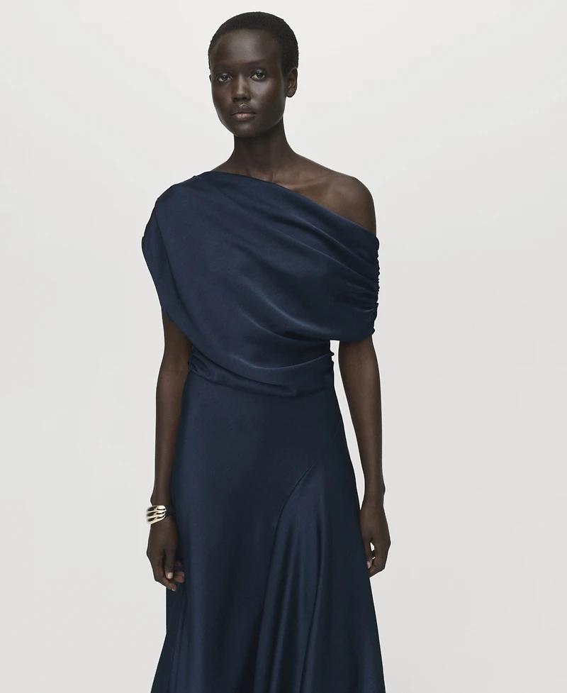 Mango Women's Asymmetrical Satin Dress