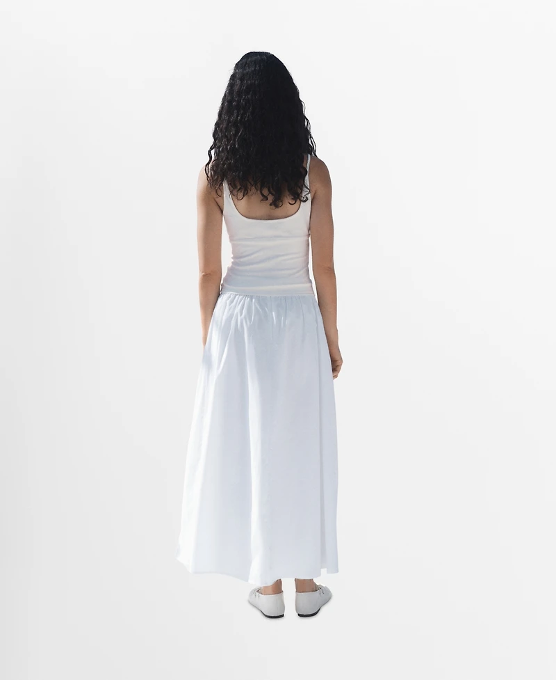 Mango Women's Pleated Midi Cotton Skirt