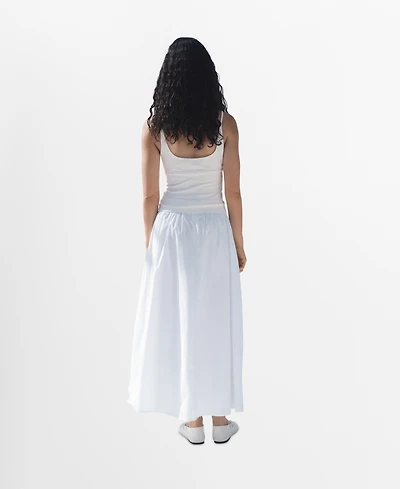 Mango Women's Pleated Midi Cotton Skirt