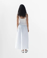 Mango Women's Pleated Midi Cotton Skirt