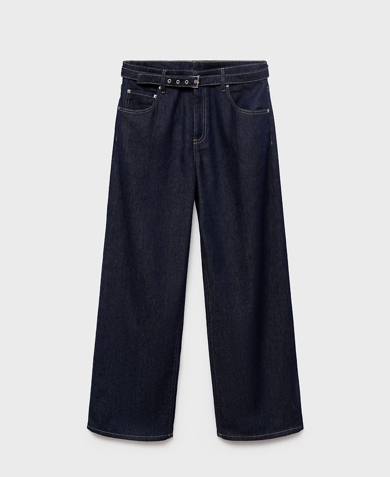 Mango Women's Straight-Fit Belt Jeans