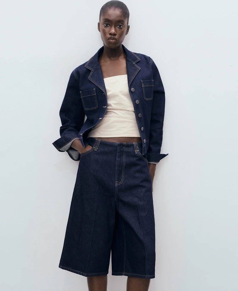 Mango Women's Mid-Rise Denim Bermuda Shorts