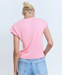 Mango Women's Short-Sleeved Fine-Knit Sweater
