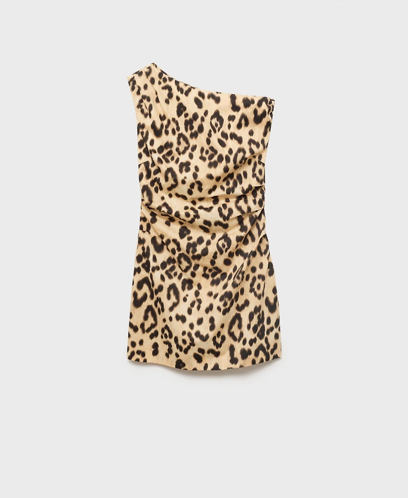 Mango Women's Asymmetrical Animal-Print Dress