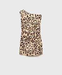 Mango Women's Asymmetrical Animal-Print Dress