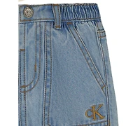 Calvin Klein Baby Girls 2-Piece Peter-Pan Collared Bodysuit and Wide Leg Denim Pants Set