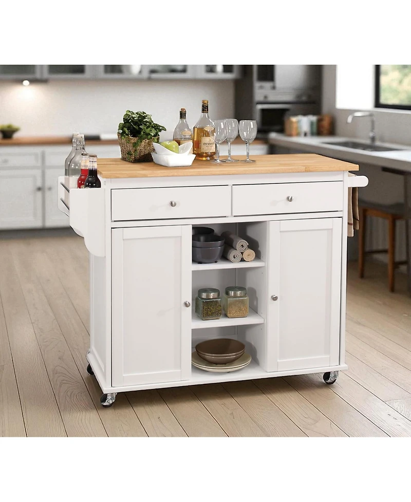 Modern Kitchen Island with Storage Shelves and Drawers