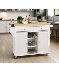 Modern Kitchen Island with Storage Shelves and Drawers