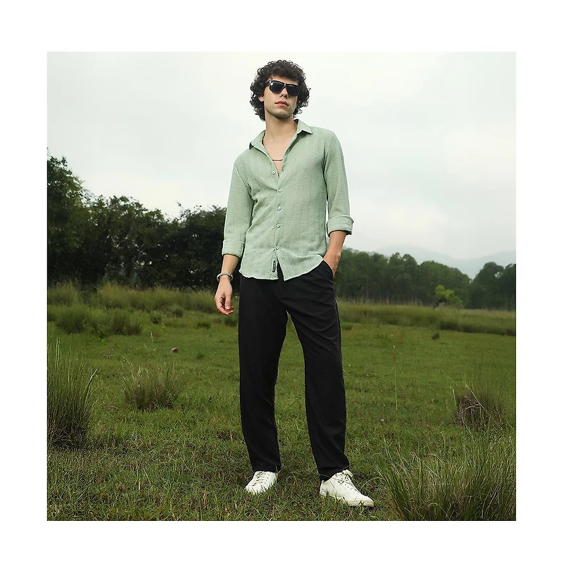 Campus Sutra Men's Wicker-Tactile Shirt