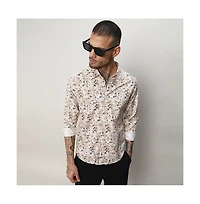Campus Sutra Men's Abstract Print Button Up Cotton Shirt