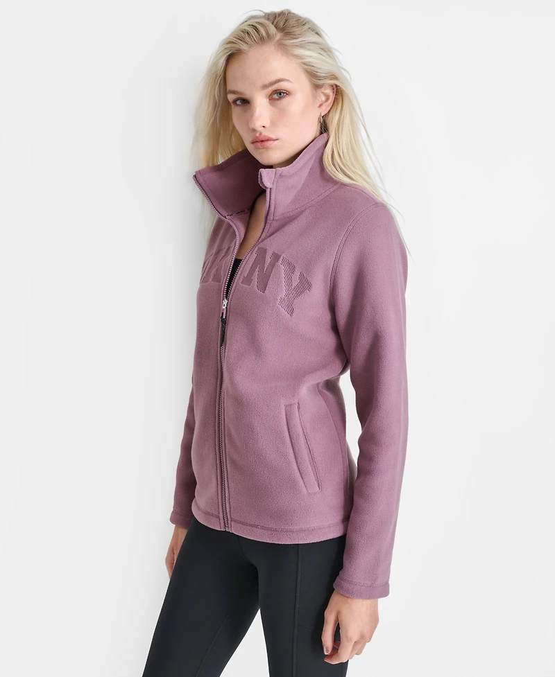 Dkny Women's Full-Zip Varsity Logo Top