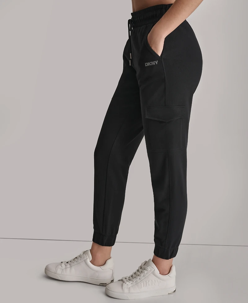 Dkny Sport Women's Studded-Logo Cargo Joggers
