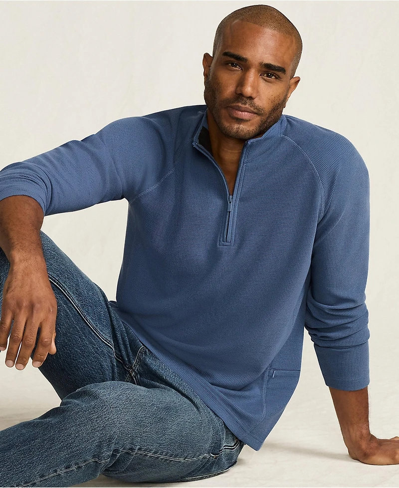 Lands' End Men's Long Sleeve Waffle Quarter Zip