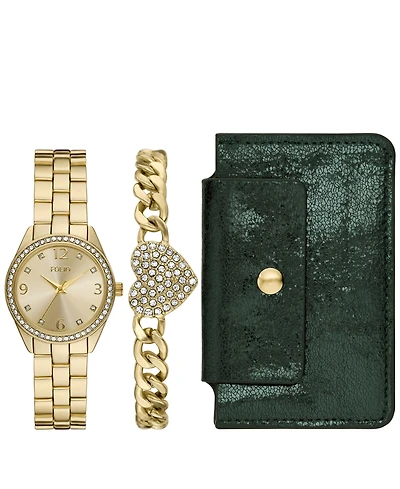 Folio Women's Quartz Three-Hand Gold Alloy Watch Set, 32mm
