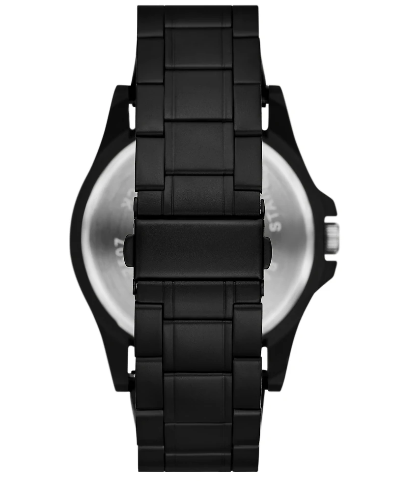 Folio Men's Quartz Three-Hand Black Alloy Watch Set, 49mm