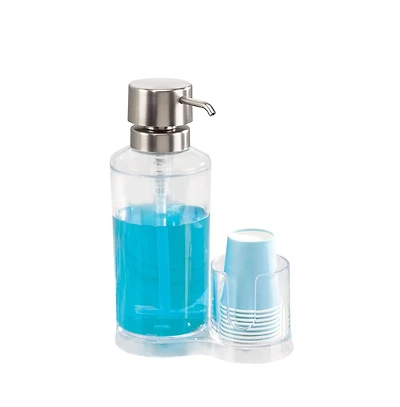iDesign Mouthwash Caddy with Cup Holder - Clear/Brushed