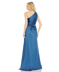 Mac Duggal Women's Gathered One Shoulder Satin Faux Wrap Gown