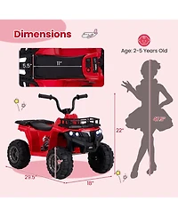 Kids Ride On Electric Atv 6V 4-Wheeler Quad Car with One-Button Start Tread Tires