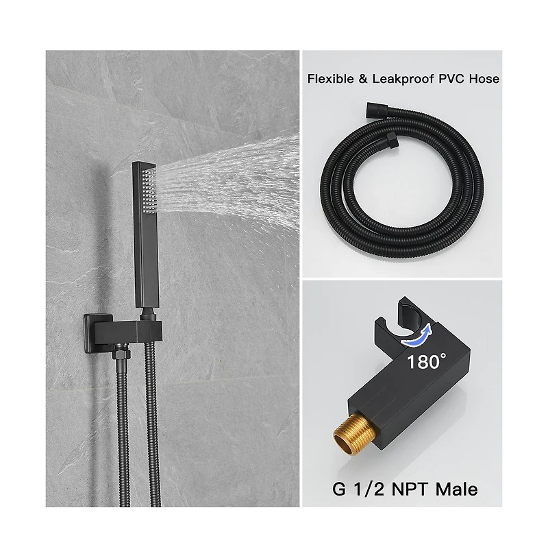 3-Spray Patterns With 2.5 Gpm 10 in. Showerhead Wall Mounted Dual Shower Heads Valve Matte Black