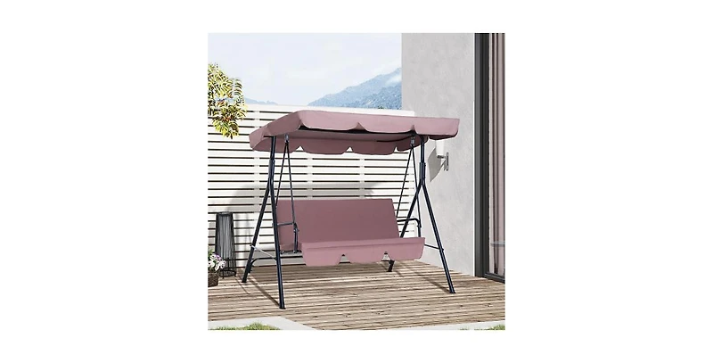 Flynama 67 Inch 3-Seat Patio Swing Chair with Adjustable Canopy and 440lb Capacity