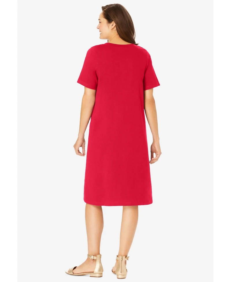 Woman Within Women's Perfect Short-Sleeve V-Neck Tee Dress