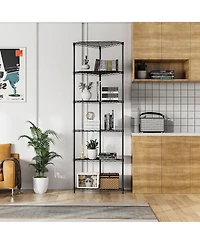 Flynama 6 Tier Heavy Duty Corner Shelf Rack with 600LB Capacity Adjustable Shelves