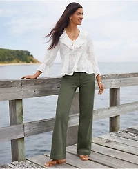 Lands' End Women's High Rise 5 Pocket Wide Leg Chino Pants