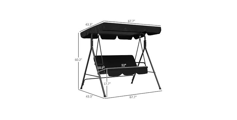 Flynama Outsunny 3-Person Patio Swing Chair with Adjustable Canopy