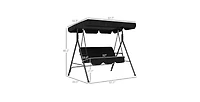 Flynama Outsunny 3-Person Patio Swing Chair with Adjustable Canopy