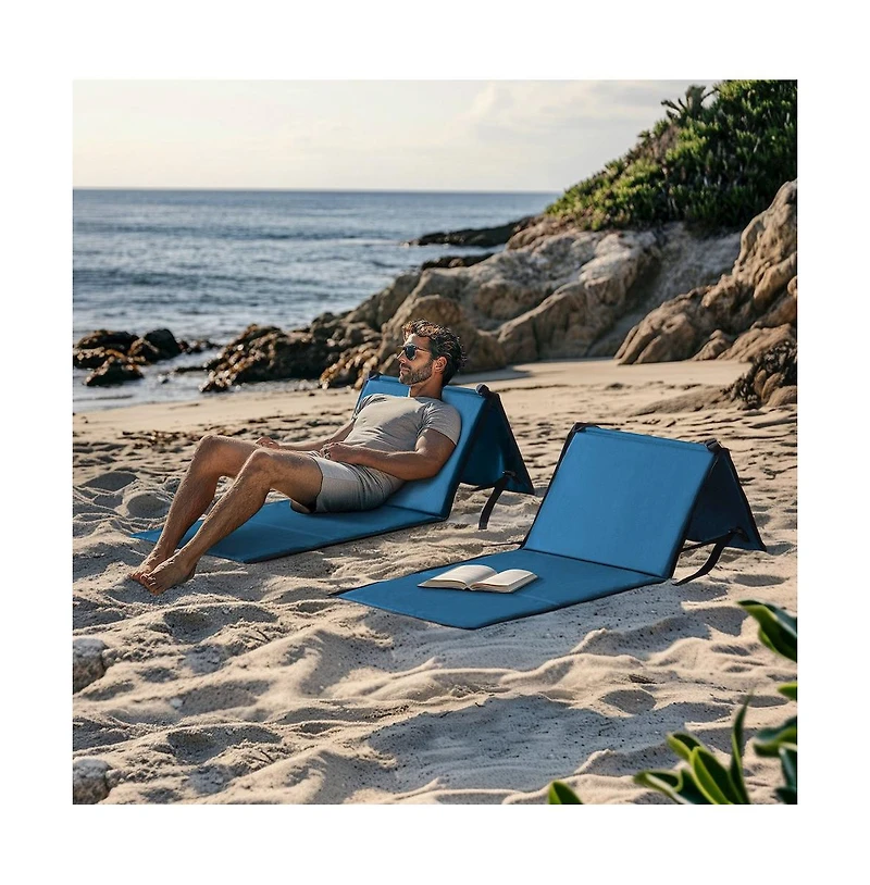 Sunjoy Portable Backrest Chair 1PK, Folding Lightweight Camp Seat