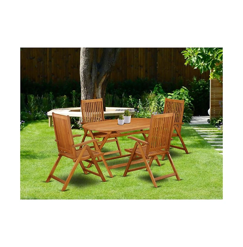 East West Furniture Wooden Patio Set Natural Oil