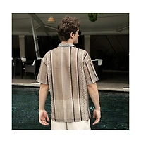 Campus Sutra Men's Striped Knit Oversized Shirt