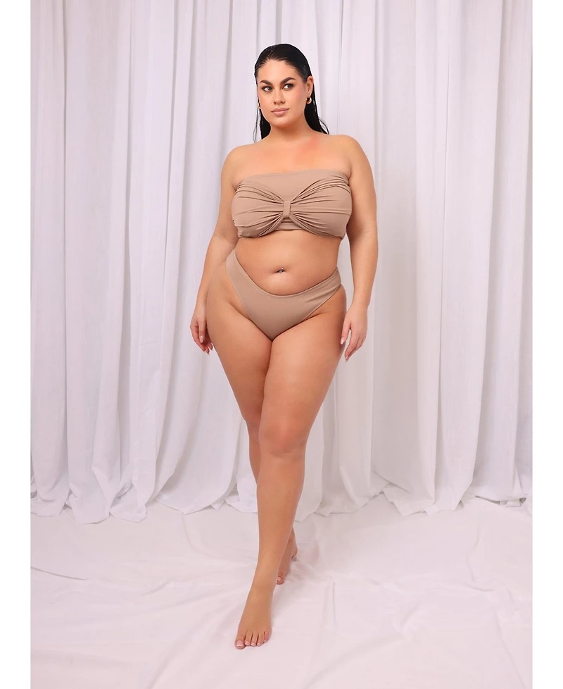 ModasP3 Women's Danica Knotted Bandeau Swim Top - Taupe