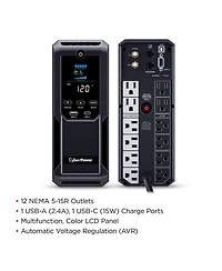 CyberPower CP1500AVRLCD3 1500VA/900W Intelligent LCD Mini-Tower Ups, Nema 5-15P
