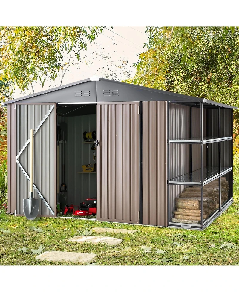 Aecojoy 10x8 Ft Storage Shed with Rack