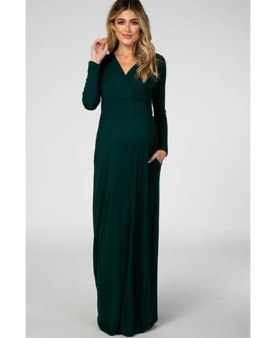 Pinkblush Maternity Green Long Sleeve Nursing Maxi Dress