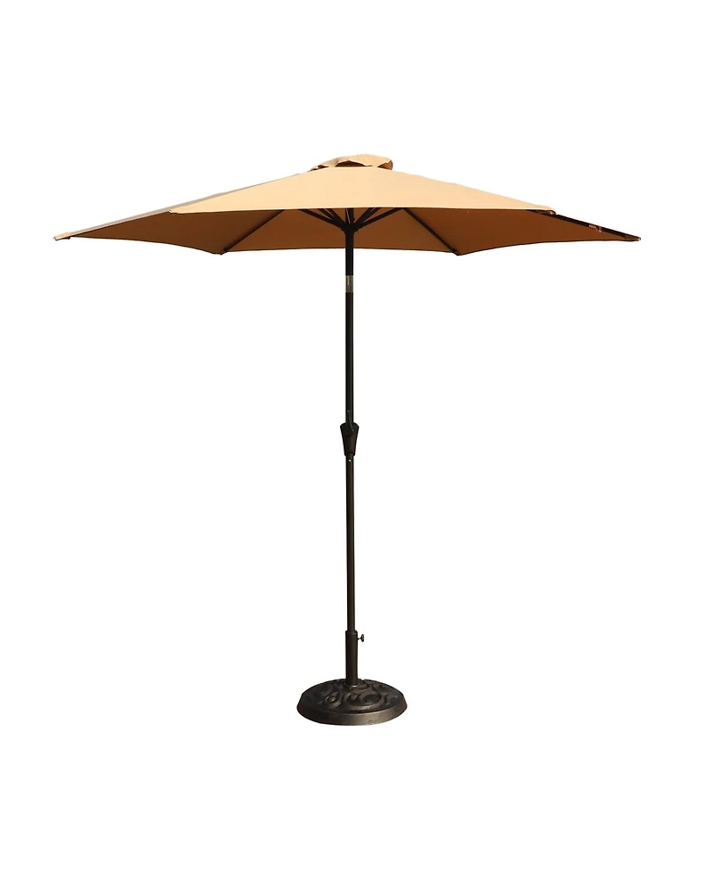 8.8 Ft Taupe Aluminum Patio Umbrella with Tilt Crank and 35LB Base