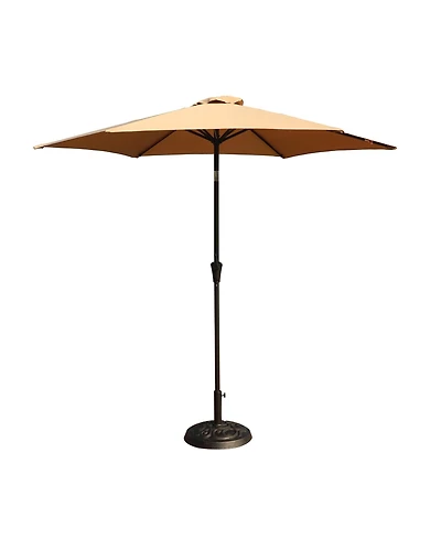 8.8 Ft Taupe Aluminum Patio Umbrella with Tilt Crank and 35LB Base