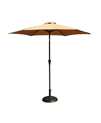 8.8 Ft Taupe Aluminum Patio Umbrella with Tilt Crank and 35LB Base