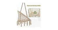 Flynama Handmade Macrame Swing Hammock Chair with Stand Boho Style