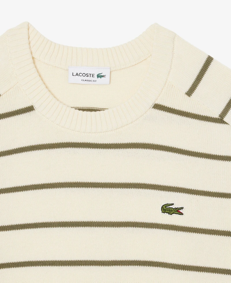 Lacoste Men's Striped 3D Crewneck Sweater
