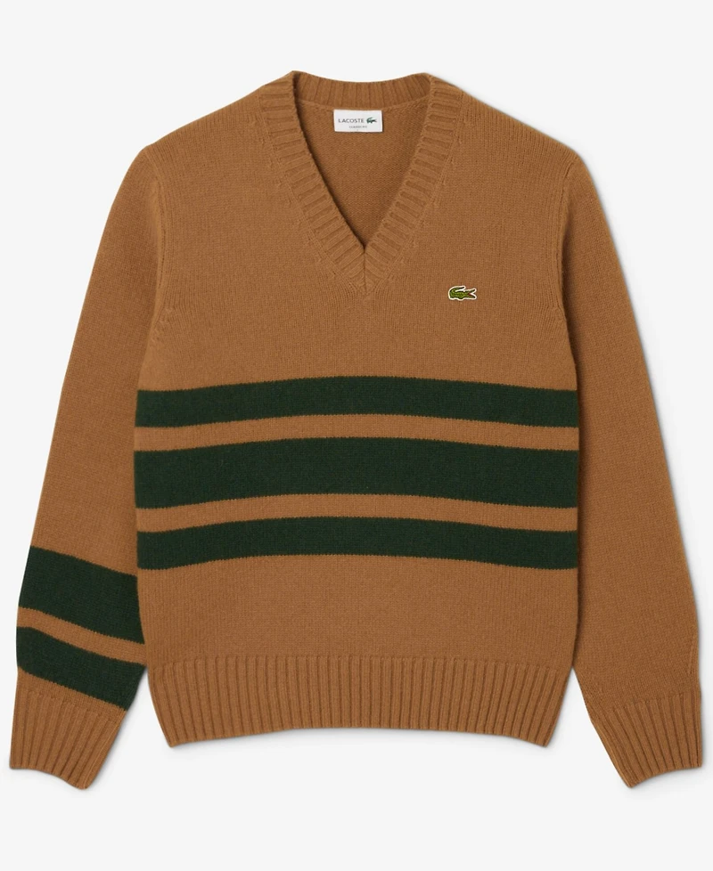 Lacoste Men's Striped V-Neck Sweater