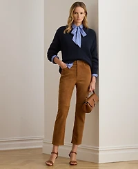 Lauren Ralph Women's High-Rise Goat-Suede Straight Ankle Pants
