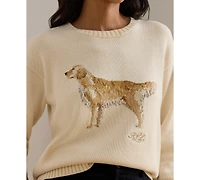 Lauren Ralph Women's Intarsia-Knit Golden Retriever Sweater