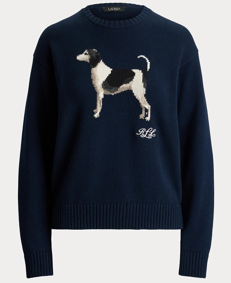 Lauren Ralph Women's Intarsia-Knit Dog Knit Sweater