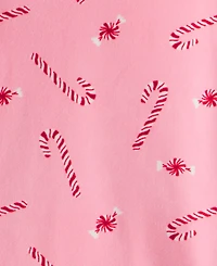 Carter's Toddler Girls 2-Piece Velour Peppermint Printed Pajama Top and Pants Set